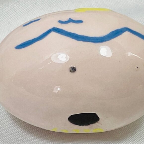 Easter Egg  Yellow Chick & Floral Design Handcrafted By Dolly Vintage Ceramic - Picture 5 of 9